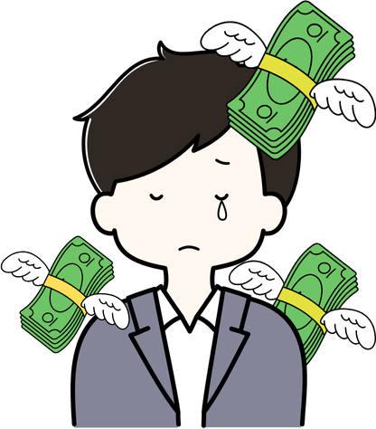 トナーコストに悩む男性のイラスト